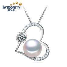10-11mm Semi Round AAA Freshwater Heart Shape Jewelry Pearl Pendant